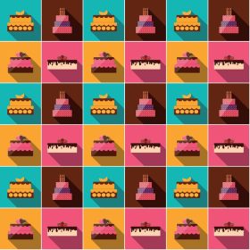 دانلود وکتور کیک تولد آیکون تخت پترن بدون درز برای شما