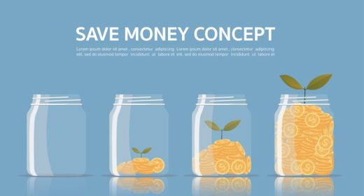 دانلود وکتور پله گیاه رشد پول با سکه سپرده در مفهوم بانک