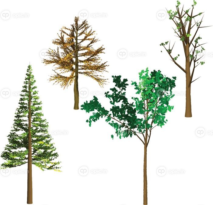 دانلود وکتور وکتور مجموعه درختان زمستانی کوهستان