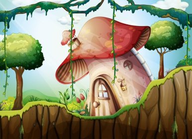 دانلود وکتور خانه قارچ در جنگل بارانی