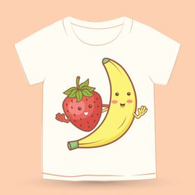 دانلود کارتون زیبای توت فرنگی و موز برای تی شرت