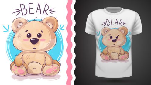دانلود ایده خرس عروسکی زیبا برای طراحی دستی تی شرت چاپی