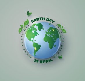 دانلود وکتور سیاره زمین احاطه شده توسط گیاهان جنگلی مفهوم روز زمین