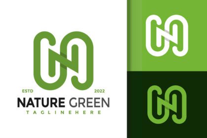 دانلود قالب وکتور لوگو حرف n طبیعت سبز لوگوی مدرن