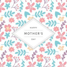 دانلود وکتور کارت روز مادر با پس زمینه طرح دار پر از گل