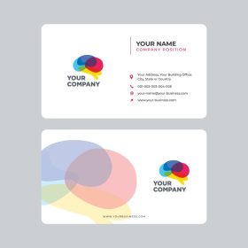 دانلود کارت ویزیت طراحی خلاقانه مغز مینیمالیستی رنگارنگ روی قالب کارت ویزیت سفید