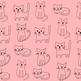 دانلود وکتور گربه ها با پترن بدون درز نماد ابله کشیده شده با دست