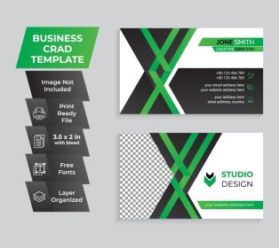 دانلود قالب کارت ویزیت طراحی استودیو یا طراحان به رنگ سبز و مشکی