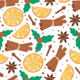 دانلود وکتور کریسمس بدون درز دارچین میخک پرتقال بادیان