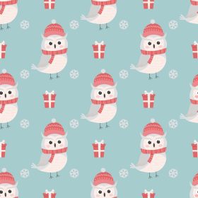 دانلود وکتور پترن بدون درز کریسمس با جغد قطبی زیبا
