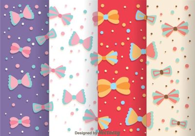دانلود مجموعه وکتور پاپیون های متنوع پترن دخترانه با رنگ های مختلف