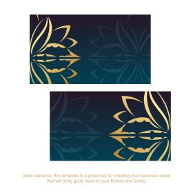 دانلود کارت ویزیت کارت ویزیت آبی شیب دار با تزئینات طلای یونانی برای