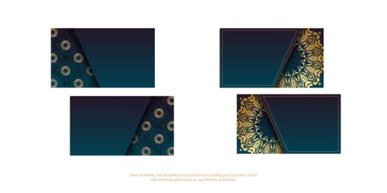دانلود کارت ویزیت کارت ویزیت آبی شیب دار با تزئینات طلای هندی برای
