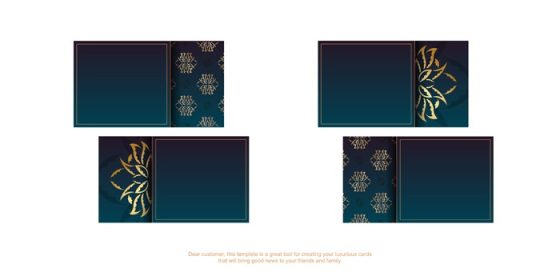 دانلود کارت ویزیت کارت ویزیت آبی شیب دار با الگوی طلایی وینتیج برای