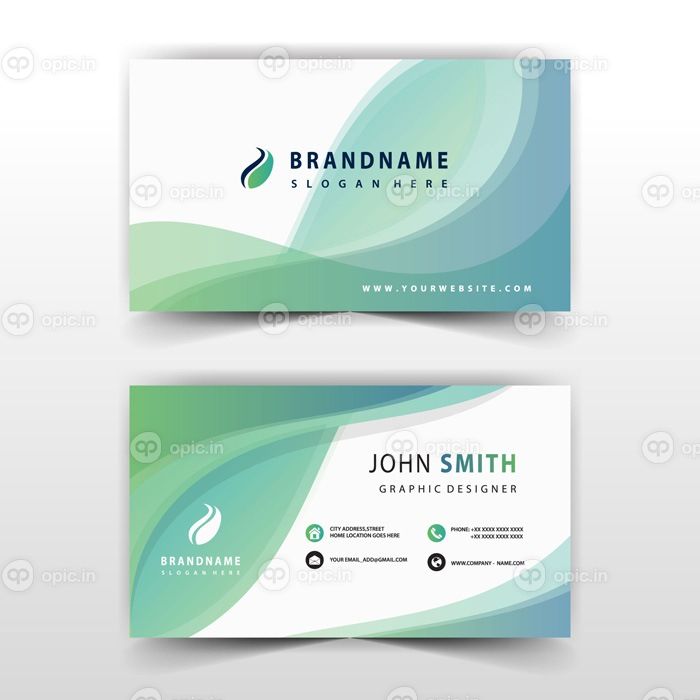 دانلود کارت ویزیت green abstract wavy card corporate
