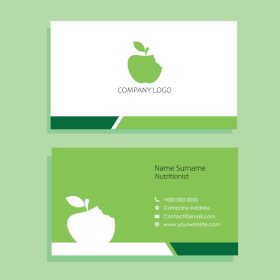 دانلود کارت ویزیت کارت ویزیت متخصص تغذیه سبز با طرح سیب گاز گرفته