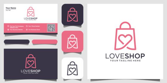 دانلود آرم عشق فروشگاه طرح های لوگو قالب کیف ترکیبی با قلب