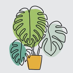 دانلود وکتور سادگی طراحی خط پیوسته گیاه هیولا