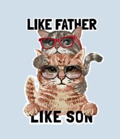 دانلود شعار پدر و پسر با خانواده گربه در تصویر عینک آفتابی