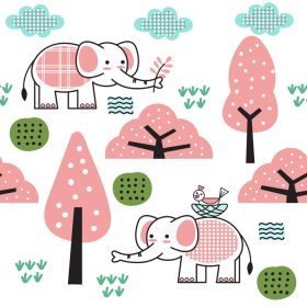 دانلود پترن بدون درز وکتور کارتونی بچه فیل زیبا