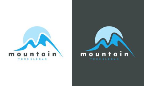 دانلود لوگوی مینیمالیستی طراحی لوگوی منظره تپه های کوه قله های کوهستانی