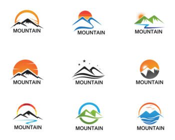 دانلود لوگوی مینیمالیستی از طراحی لوگوی کوهستانی منظره