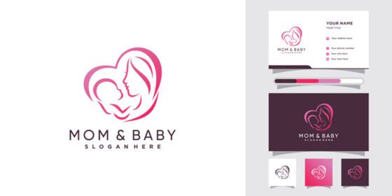 دانلود لوگو نماد مادر و کودک با مفهوم مدرن و کارت ویزیت