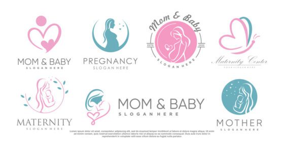 دانلود لوگو وکتور آیکون طراحی لوگو مادر و نوزاد با المان منحصر به فرد