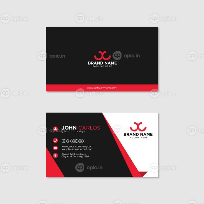 دانلود کارت ویزیت قالب کارت ویزیت مدرن رنگ های قرمز مشکی طرح تخت