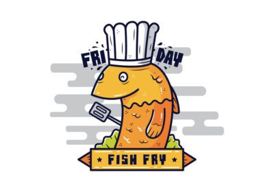 دانلود وکتور سرخ شده ماهی جمعه با سبک طراحی کارتونی و تمیز آماده استفاده