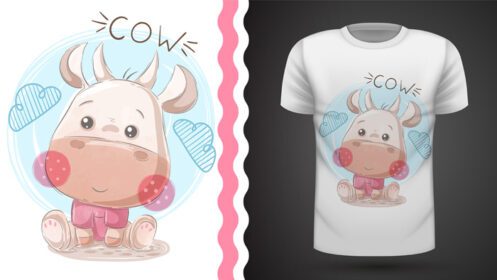 دانلود ایده خنده دار گاو عروسکی برای چاپ دستی تی شرت
