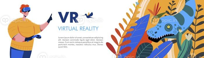 دانلود وکتور واقعیت مجازی مردی با عینک واقعیت مجازی
