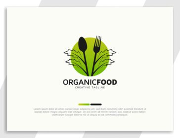 دانلود لوگو طراحی لوگوی غذای ارگانیک با چنگال و قاشق