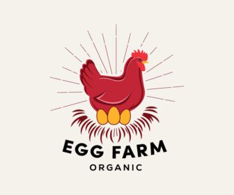 دانلود لوگو وکتور تخم مرغ تازه ارگانیک مزرعه با مرغ قرمز