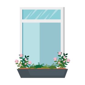 دانلود وکتور پنجره داخلی و خارجی با طبیعت گیاه گلدانی