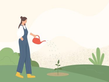 دانلود وکتور گیاه آبیاری زنان با آبخوری