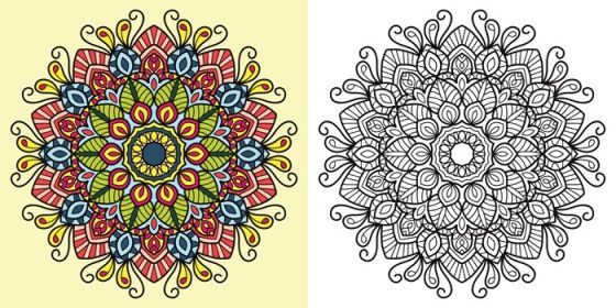 دانلود وکتور doodle zentangle طرح ماندالا صفحات کتاب رنگ آمیزی برای الگوهای درمانی بزرگسالان و کودکان ضد استرس