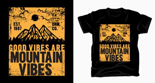 دانلود vibes خوب هستند تایپوگرافی vibes کوه برای طراحی تی شرت