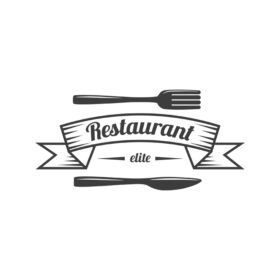 دانلود آرم برچسب رستوران عناصر آرم خدمات غذایی جدا شده بر روی پس زمینه سفید تصویر برداری الگوی طراحی گرافیکی لوگوتایپ