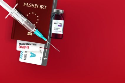 دانلود وکتور مفهوم پاسپورت واکسیناسیون با فضای کپی