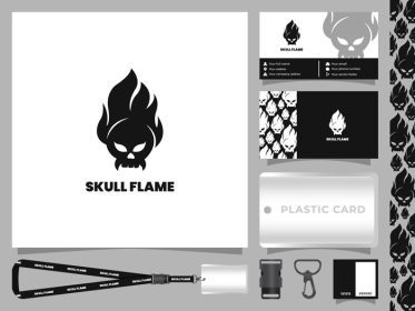 دانلود کارت ویزیت لوگوی شعله جمجمه با طراحی ست قالب هویت سازمانی