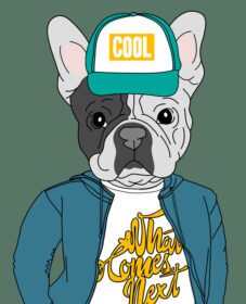 دانلود دستی سگ جالب با کلاه و پیراهن با تصویر متن برای چاپ تی شرت