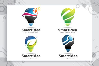 دانلود مجموعه لوگو مجموعه انرژی لامپ سبز ایده هوشمند وکتور آرم
