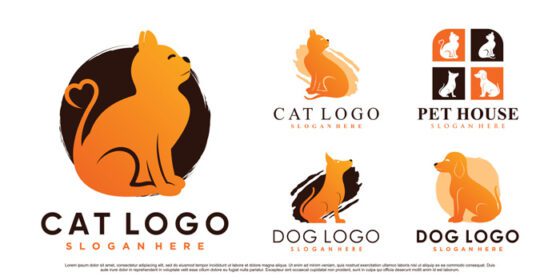 دانلود مجموعه لوگو مجموعه طراحی لوگو حیوانات خانگی برای پت شاپ یا