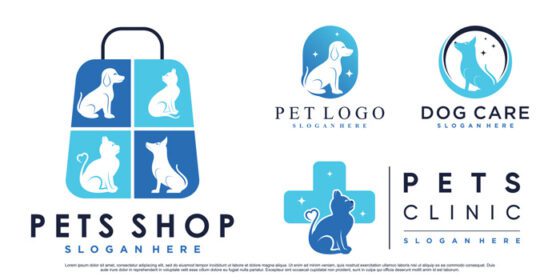 دانلود مجموعه لوگو مجموعه طراحی لوگو حیوانات خانگی برای پت شاپ یا