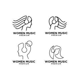 دانلود مجموعه لوگو مجموعه وکتور موسیقی زنانه خط طراحی لوگو
