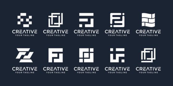 دانلود مجموعه لوگوی انتزاعی حرف ابتدایی f ff نمادهای قالب آرم