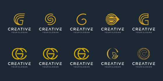 دانلود مجموعه لوگوی انتزاعی حرف اولیه g نمادهای قالب آرم برای
