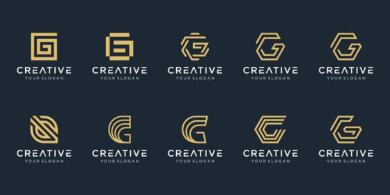 دانلود مجموعه لوگوی انتزاعی حرف اولیه g نمادهای قالب آرم برای