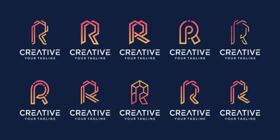 دانلود مجموعه آرم مجموعه حرف اولیه r rr آرم نمادهای قالب